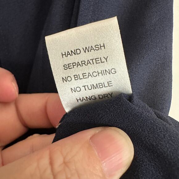 Cremieux Navy Blue Ruffle Pintucked Skirt Large Feminine Flouncy‎ Office Church - Picture 6 of 8